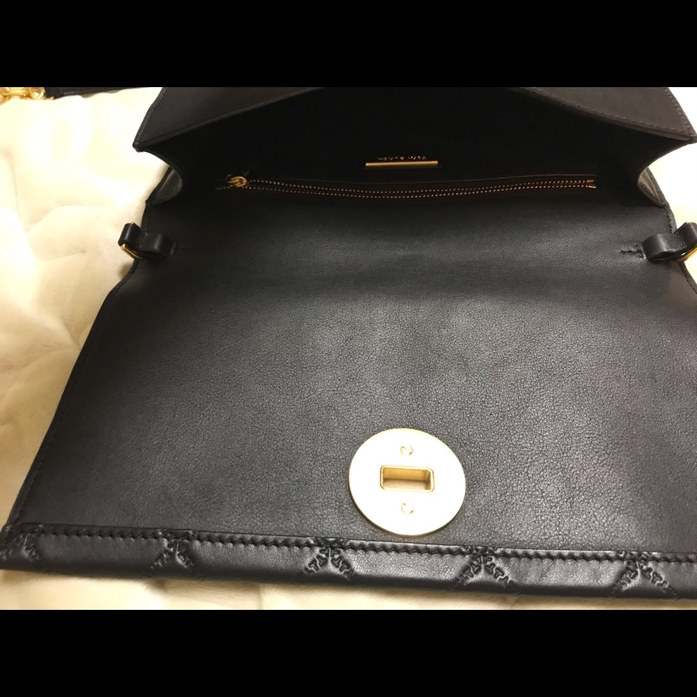 TORY BURCH Georgia Turn Lock Black Cross Body Bag - Picture 8 of 8